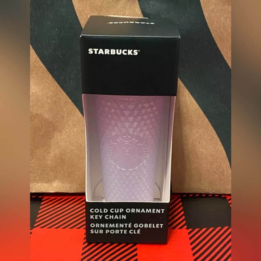 🤍New❄️Starbucks 2021 Holiday Mini Icy Lilac Studded Bling Tumbler Key Chain